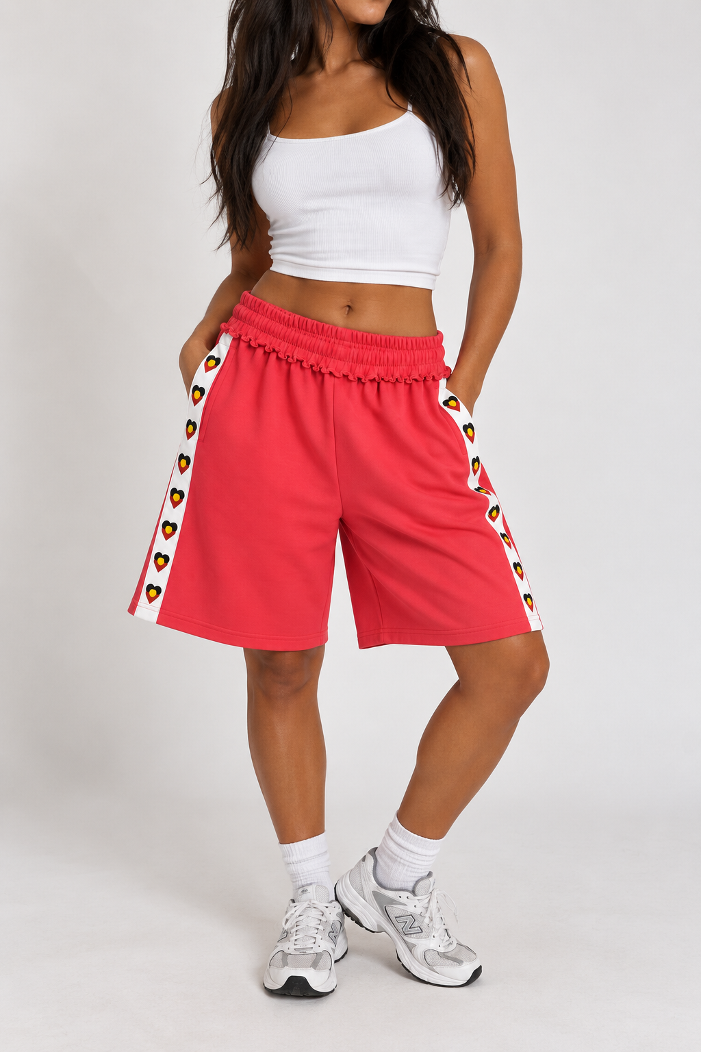Adults heart shorts crimson