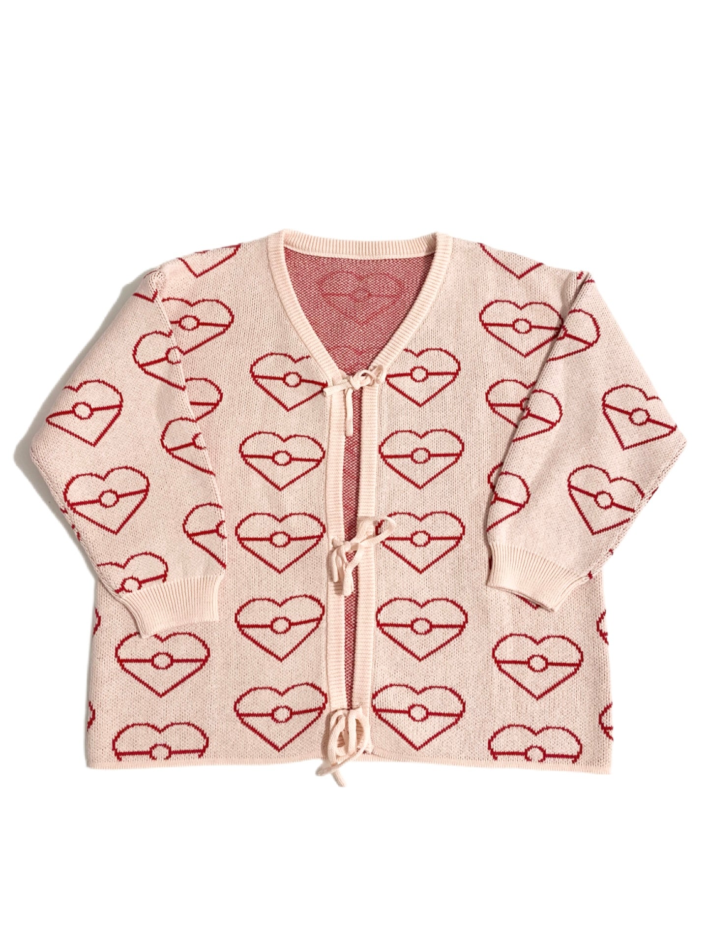 (Sample) Hearts Tie up Cardigan