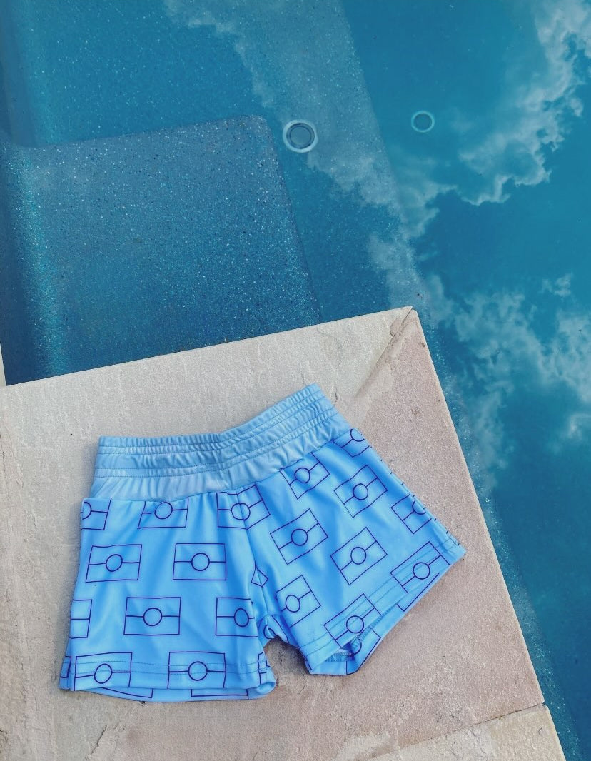 Kids Blue Flag Swim Shorts