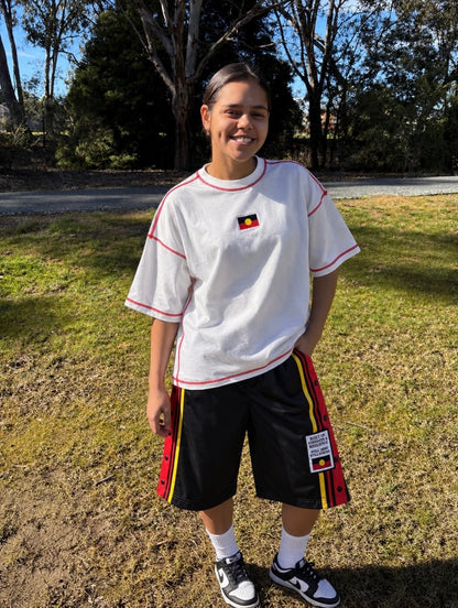 Adults Aboriginal Flag Red stitch tee