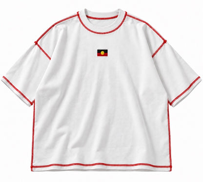Adults Aboriginal Flag Red stitch tee