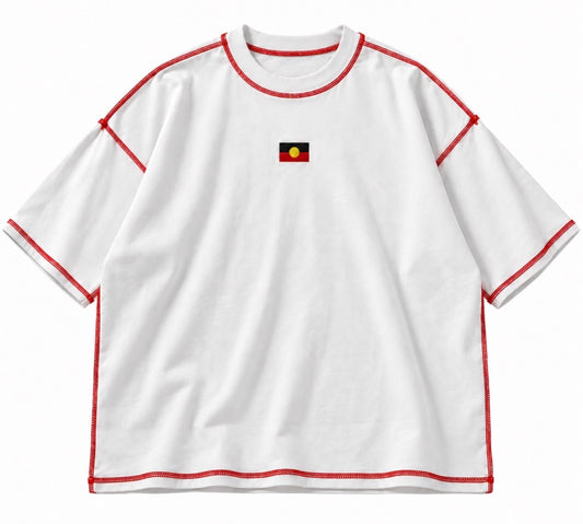 Adults Aboriginal Flag Red stitch tee