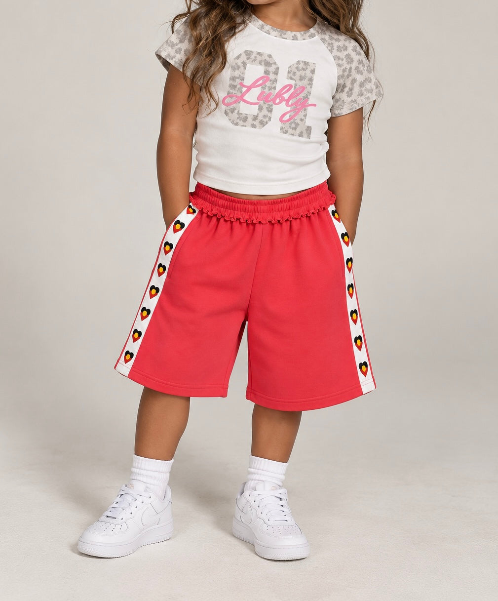 Kids heart crimson shorts